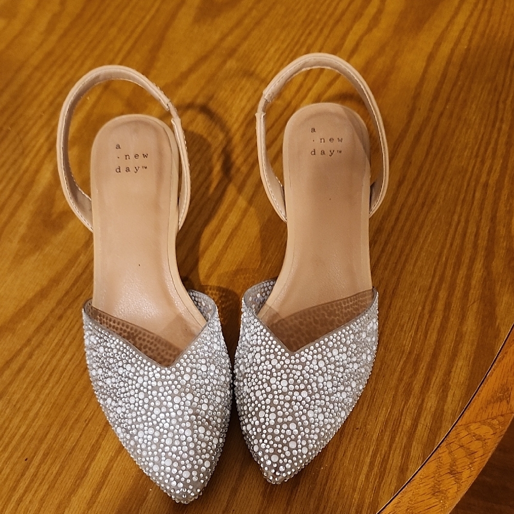 A New Day Women's Sparkling Silver Flats